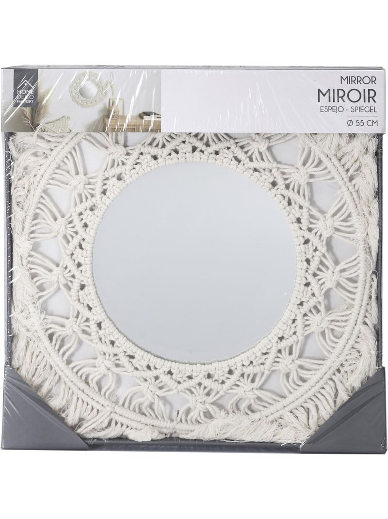Miroir rond en macramé BOHO Beige - Kiabi