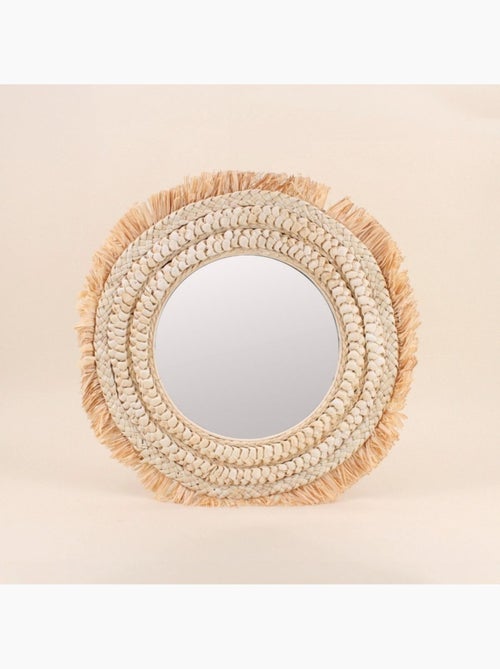 Miroir rond en raphia 50cm - Kiabi