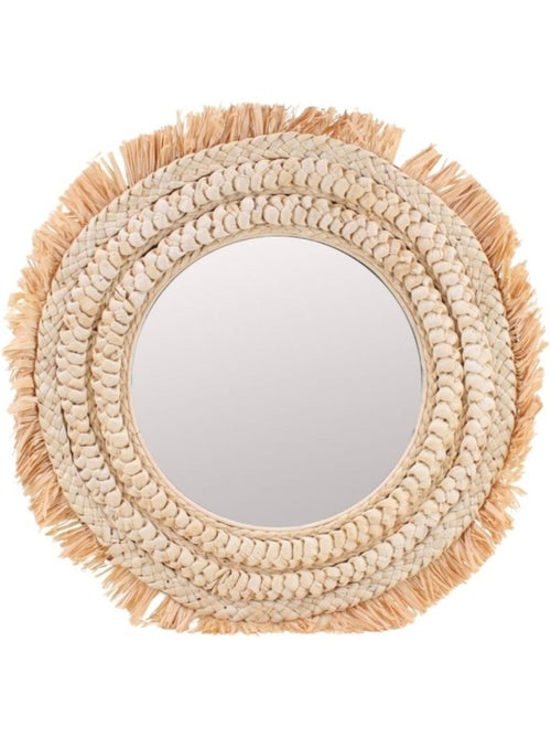 Miroir rond en raphia 50cm - Kiabi