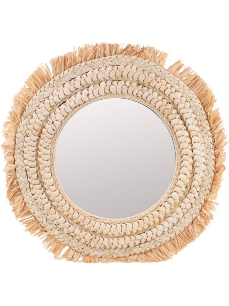 Miroir rond en raphia 50cm Beige - Kiabi