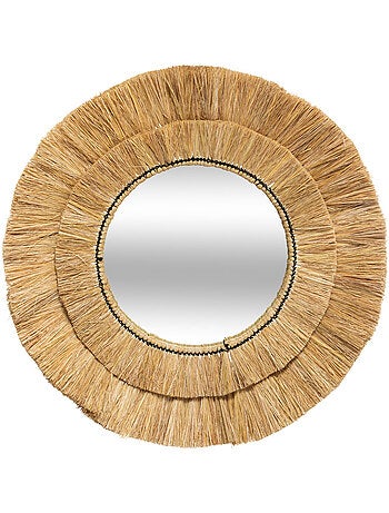 Miroir rond en raphia ALBA