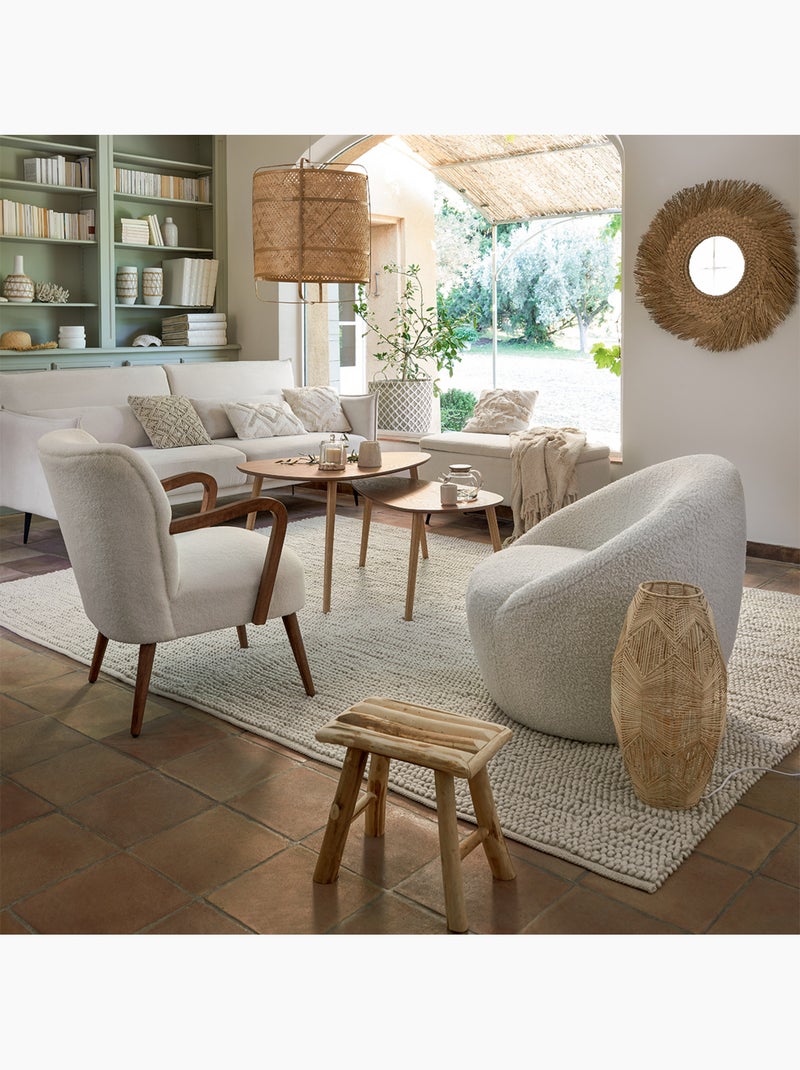 Miroir rond en roseau tressé AEL Beige - Kiabi