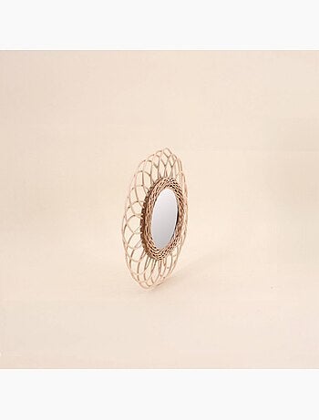 Miroir rond en rotin 30cm