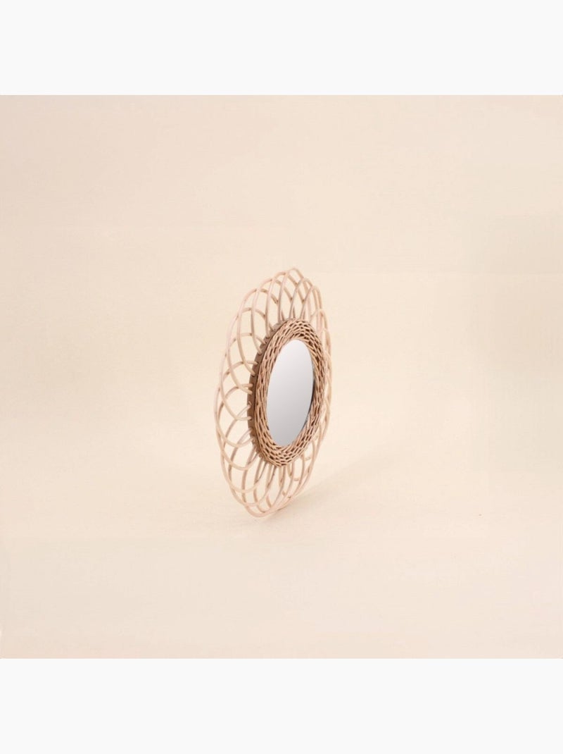 Miroir rond en rotin 30cm Beige - Kiabi