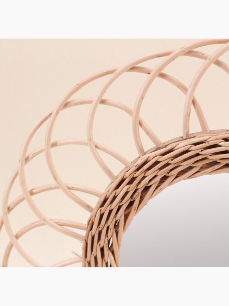 Miroir rond en rotin 30cm Beige - Kiabi