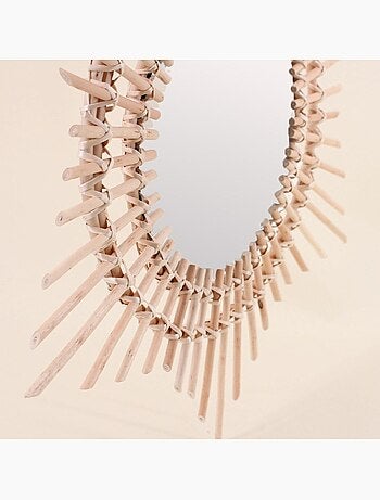 Miroir rond en rotin 58cm