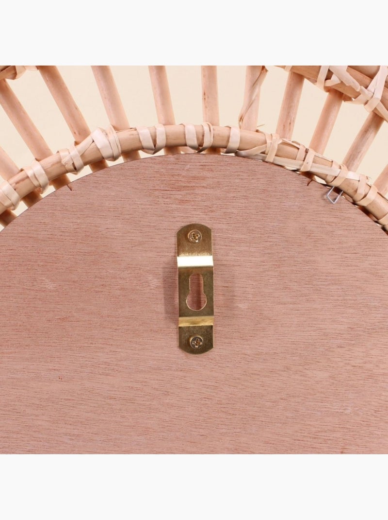 Miroir rond en rotin 58cm Beige - Kiabi