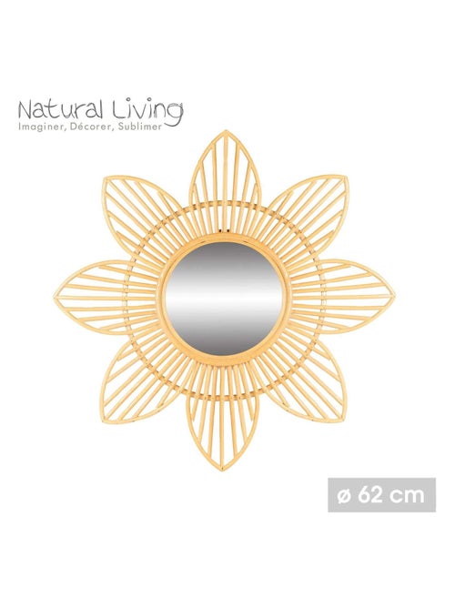 Miroir rond en rotin en forme de fleurs style bohème - Kiabi Miroir rond en rotin en forme de fleurs style bohème - Kiabi