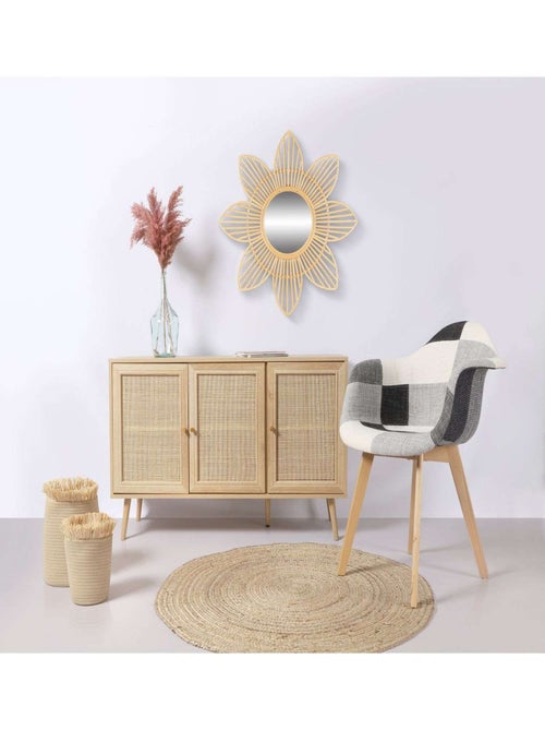Miroir rond en rotin en forme de fleurs style bohème - Kiabi Miroir rond en rotin en forme de fleurs style bohème - Kiabi