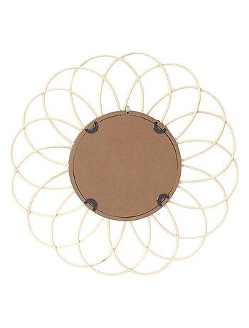 Miroir rond en rotin en forme de rosace
