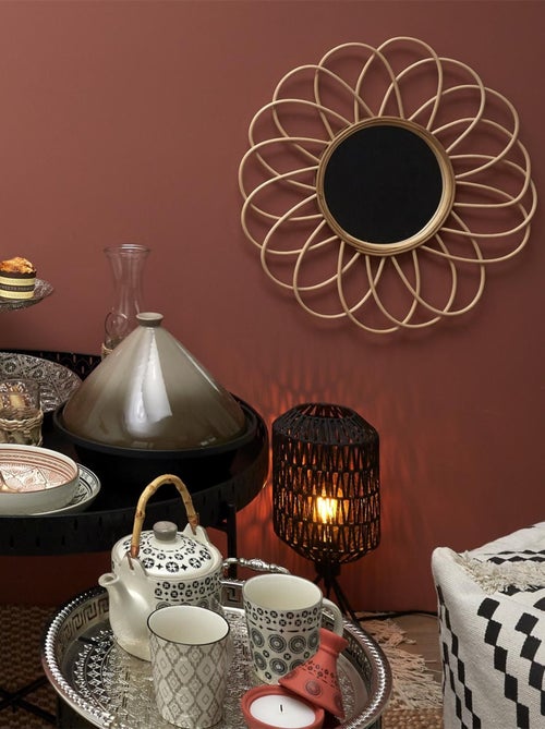 Miroir rond en rotin en forme de rosace - Kiabi