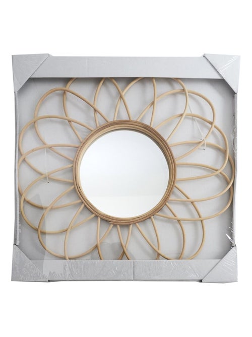Miroir rond en rotin en forme de rosace - Kiabi