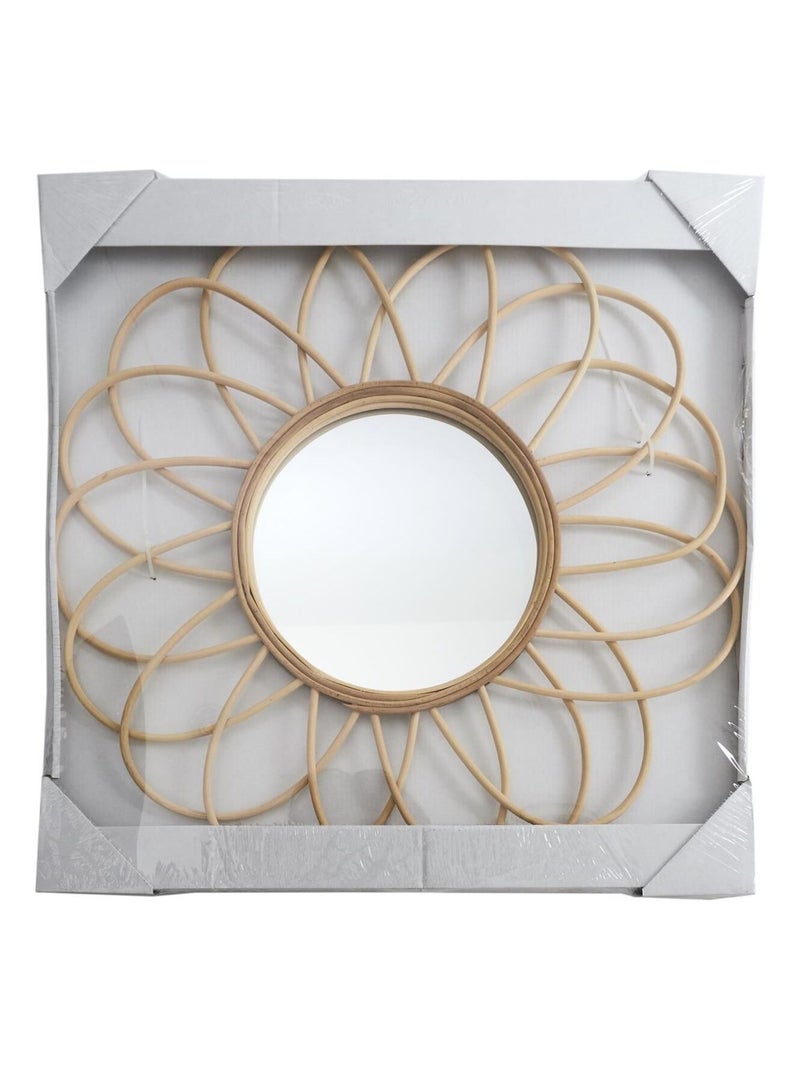 Miroir rond en rotin en forme de rosace Marron - Kiabi