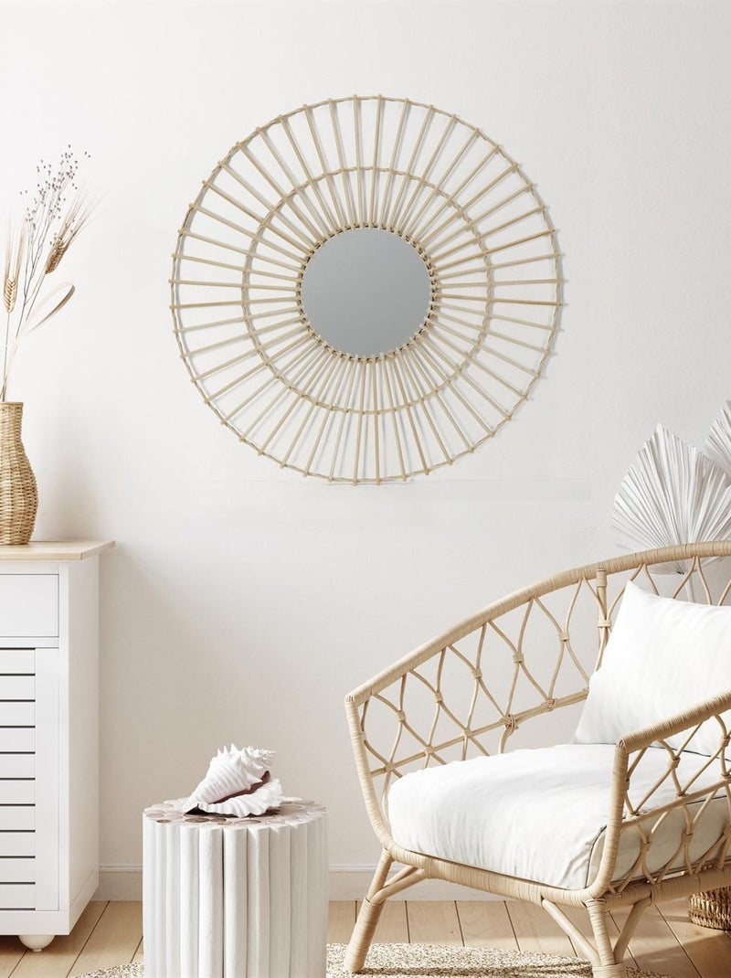 Miroir rond en rotin Marron - Kiabi