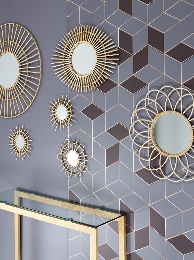 Miroir rond en rotin Marron - Kiabi