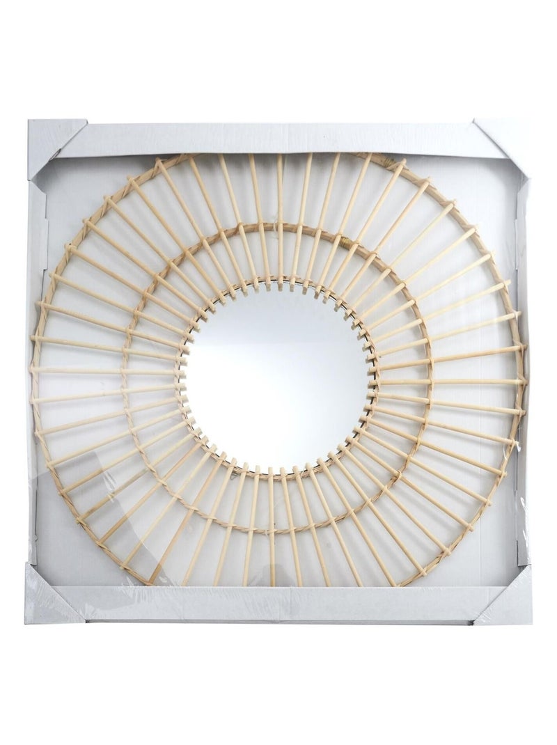 Miroir rond en rotin Marron - Kiabi