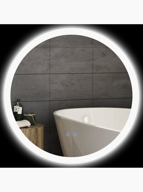 Miroir rond lumineux led de salle de bain ø 60 cm mural 29 w gris - Kiabi
