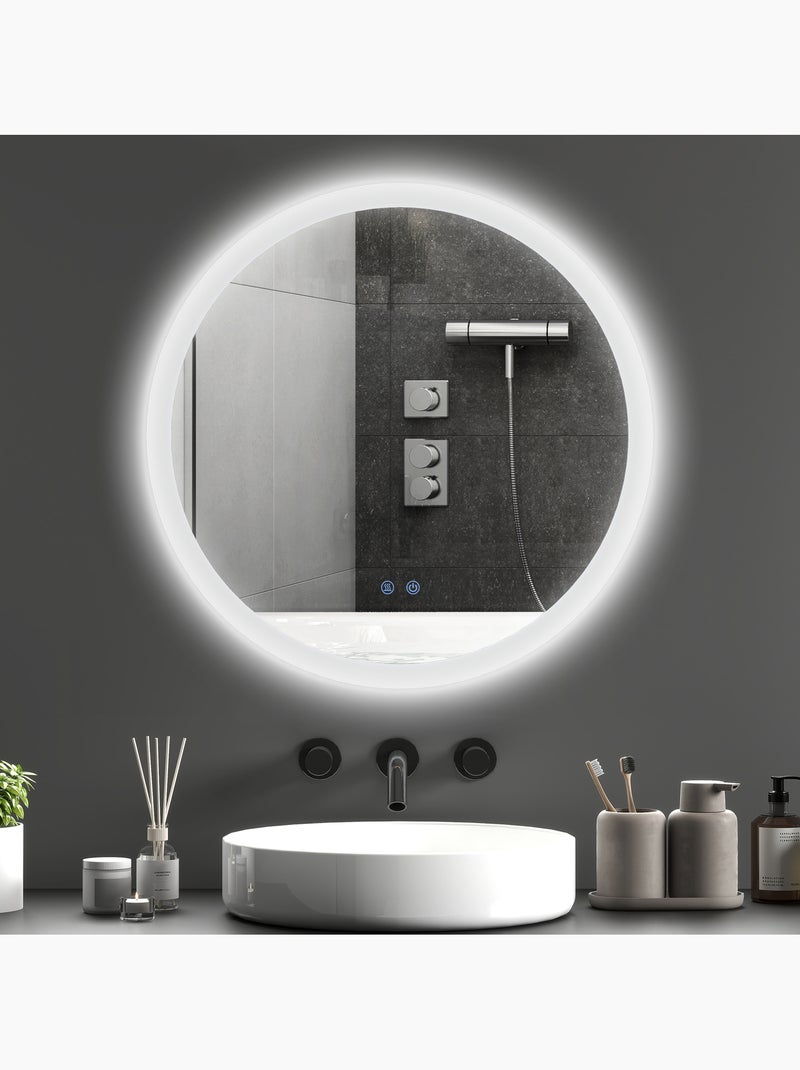 Miroir rond lumineux led de salle de bain ø 60 cm mural 29 w gris Gris - Kiabi