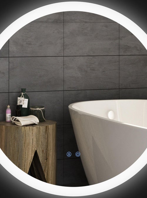 Miroir rond lumineux LED de salle de bain Ø 70 cm blanc argent - Kiabi
