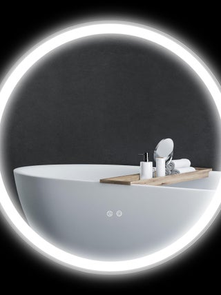 Miroir rond lumineux LED de salle de bain Ø 80 cm blanc argent