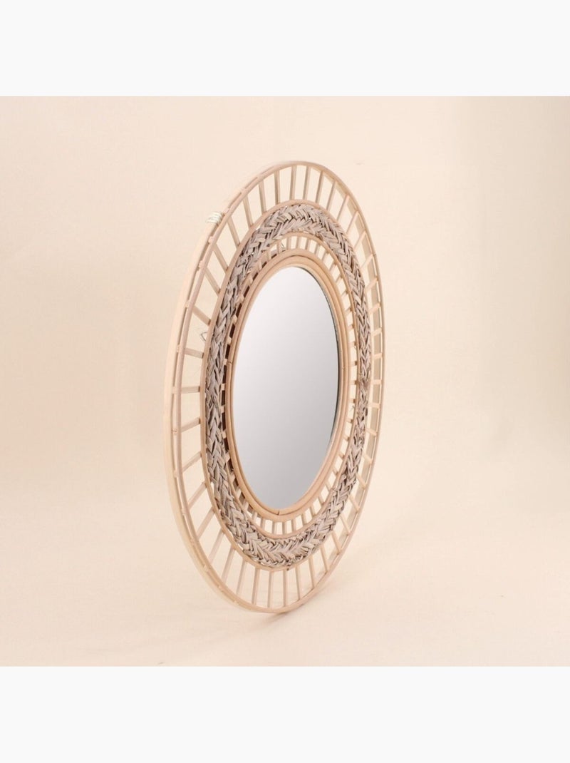 Miroir rond multi rangées en rotin 50cm dia Beige - Kiabi