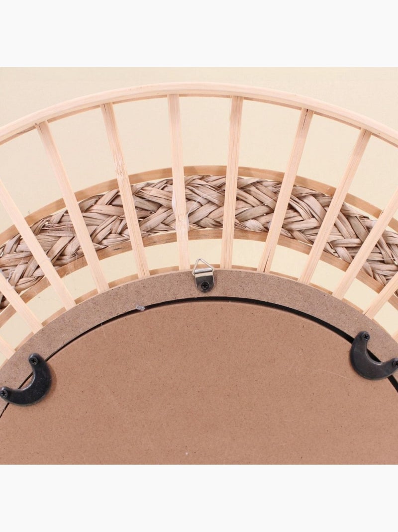 Miroir rond multi rangées en rotin 50cm dia Beige - Kiabi