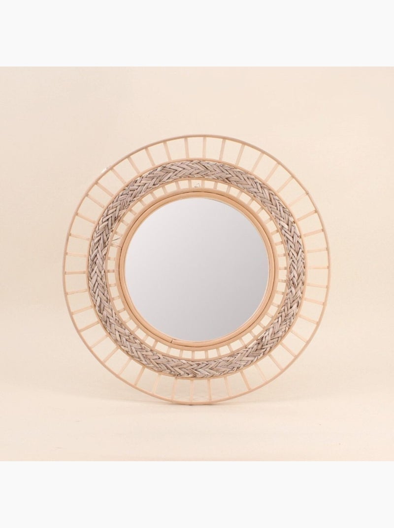 Miroir rond multi rangées en rotin 50cm dia Beige - Kiabi