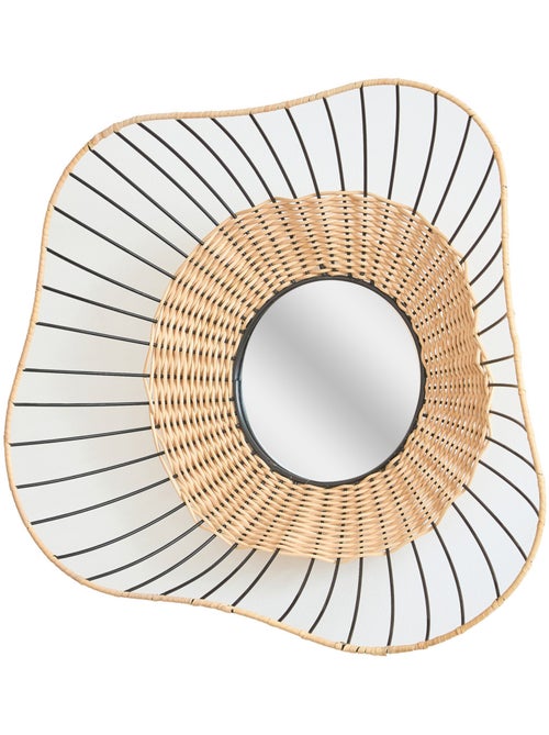 Miroir rond mural Java en rotin et métal noir – 55 cm – Future Home - Kiabi