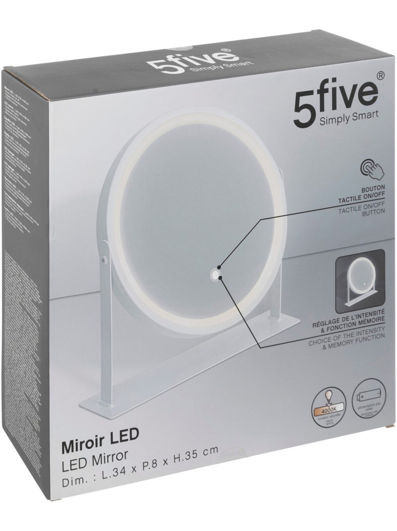 Miroir rond pivotant LED Blanc - Kiabi