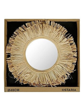 Miroir rond raphia D48