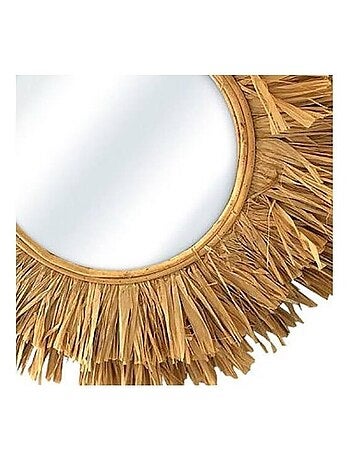 Miroir rond raphia D48