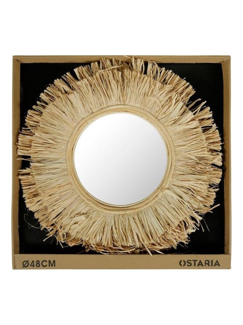 Miroir rond raphia D48 - Kiabi