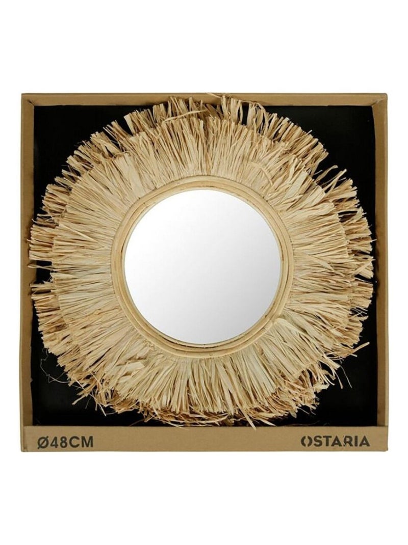 Miroir rond raphia D48 Beige - Kiabi