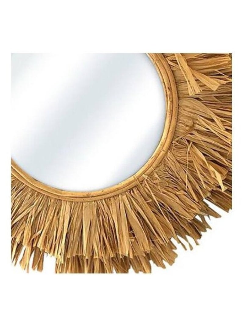 Miroir rond raphia D48 Beige - Kiabi