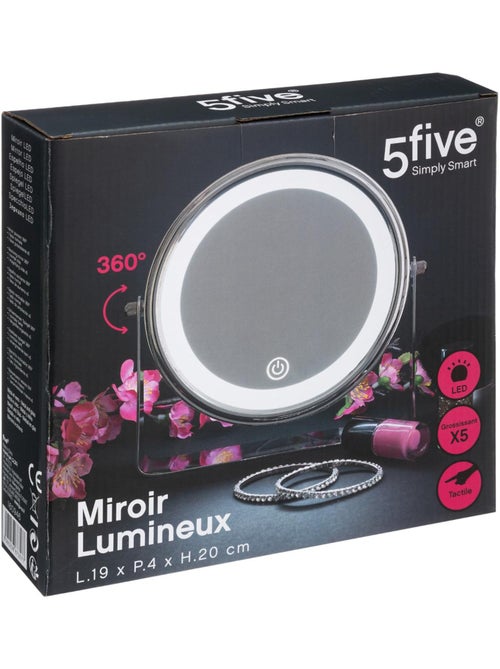 Miroir rond rotatif LED grossissant - Kiabi