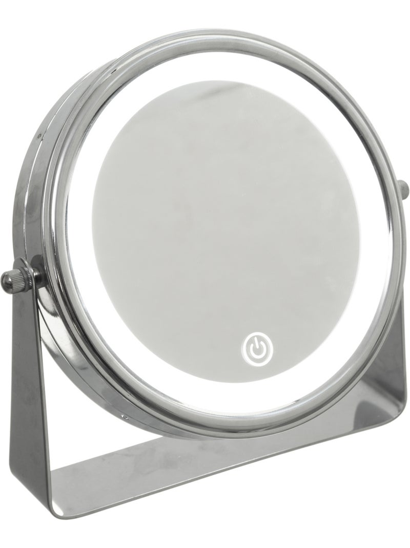 Miroir rond rotatif LED grossissant Argent - Kiabi