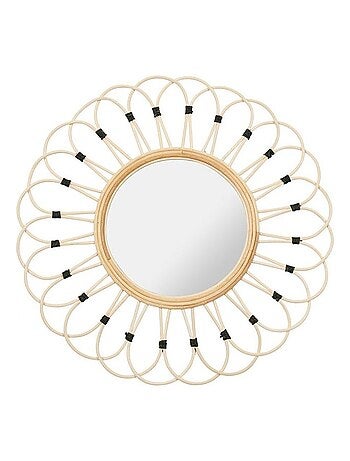 Miroir rond rotin Marguerite naturel D50