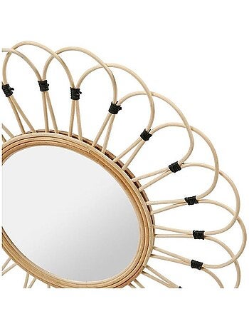 Miroir rond rotin Marguerite naturel D50