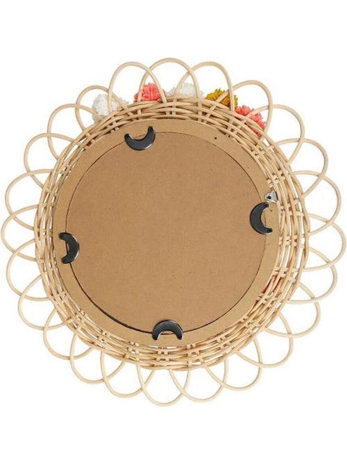 Miroir rond rotin pompons naturel D37 - Kiabi