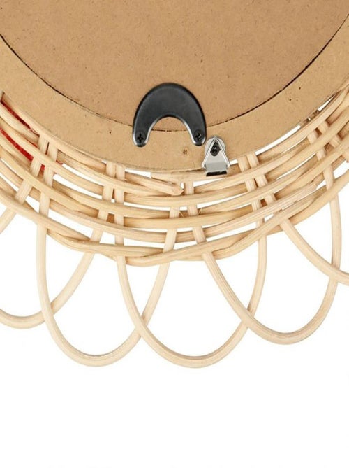 Miroir rond rotin pompons naturel D37 - Kiabi