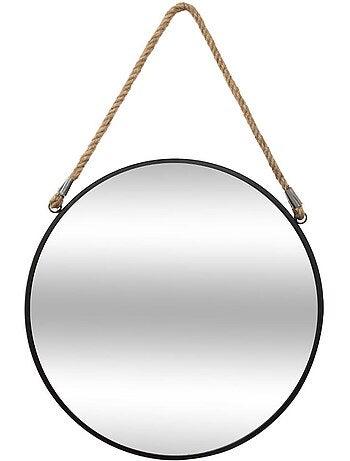 Miroir rond suspendu en métal et jute 38cm EDEN