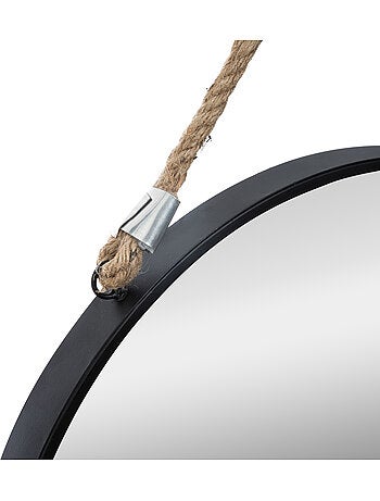 Miroir rond suspendu en métal et jute 38cm EDEN