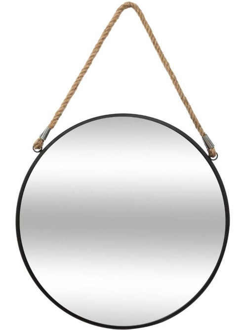 Miroir rond suspendu en métal et jute 38cm EDEN - Kiabi