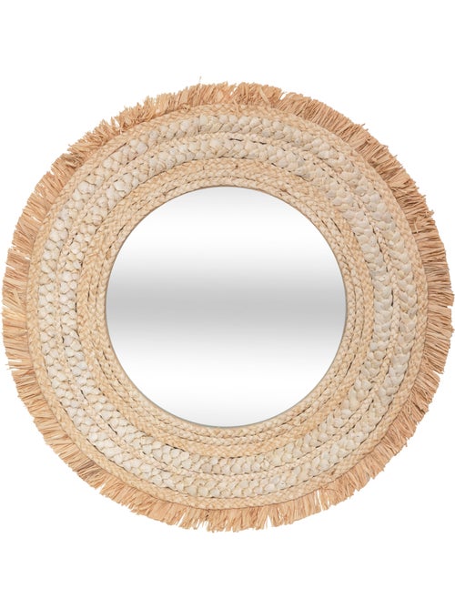 Miroir rond tressé raphia et fibre de maïs CELIA - Kiabi