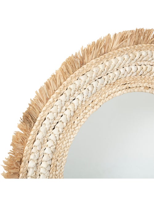 Miroir rond tressé raphia et fibre de maïs CELIA - Kiabi