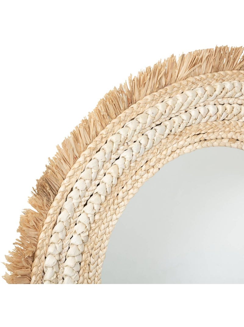 Miroir rond tressé raphia et fibre de maïs CELIA Lin - Kiabi