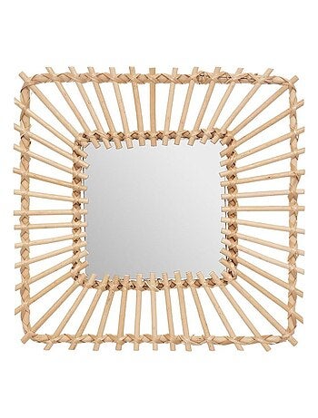 Miroir rotin carré 40x40
