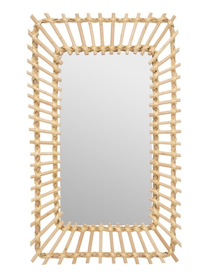 Miroir rotin rectangle 35x58 Beige - Kiabi