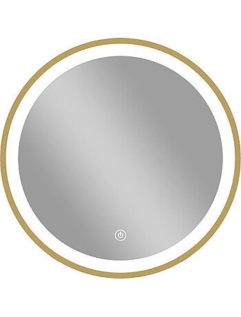 Miroir salle de bain avec éclairage led rond verre doré