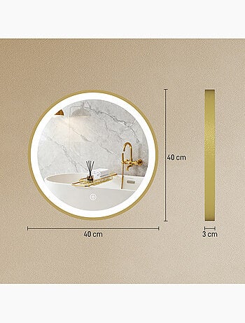 Miroir salle de bain avec éclairage led rond verre doré